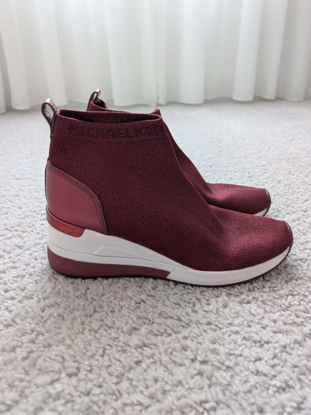 Michael Kors Women's Burgundy Slip-On Wedge Sneaker